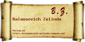Balassovich Zelinda névjegykártya